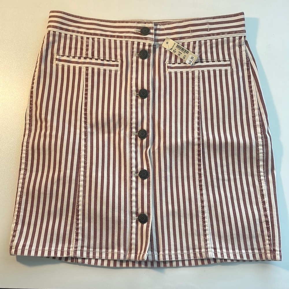 Madewell maroon and white skirt